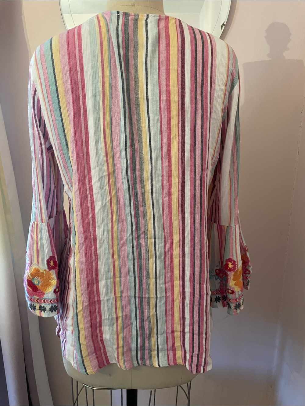 Savanna Jane Striped Tunic with Multicolor Floral Embroidery - Picture 4 of 5